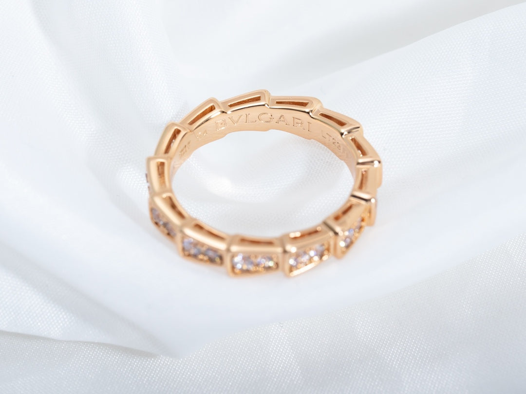 [BIJOUX]SERPENTI RING PINK GOLD DIAMOND PAVED 3MM