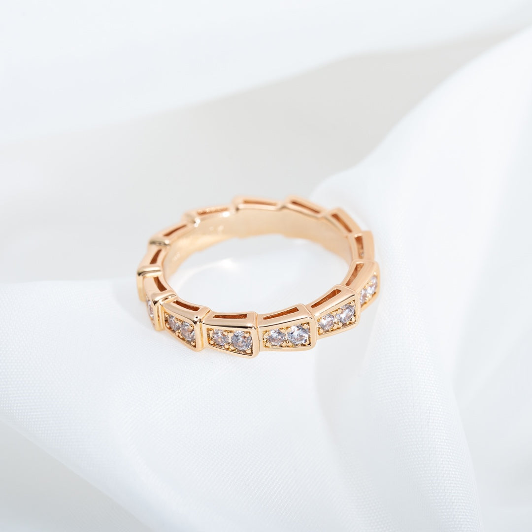 [BIJOUX]SERPENTI RING PINK GOLD DIAMOND PAVED 3MM