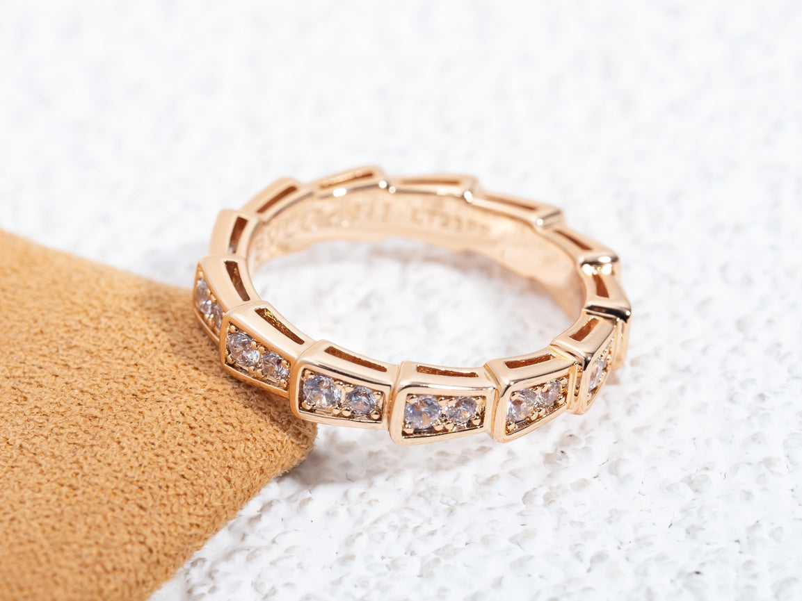 [BIJOUX]SERPENTI RING PINK GOLD DIAMOND PAVED 3MM