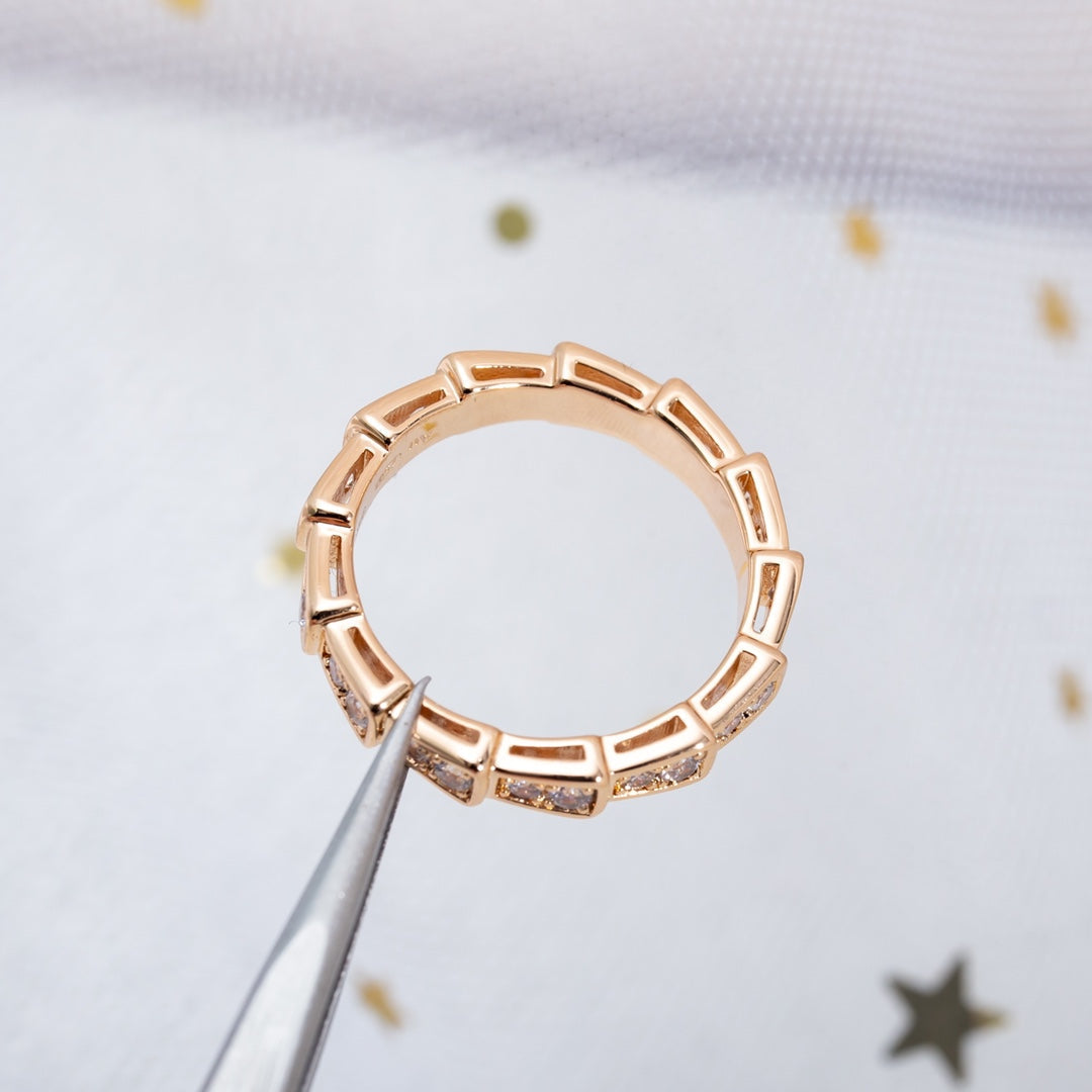 [BIJOUX]SERPENTI RING PINK GOLD DIAMOND PAVED 3MM