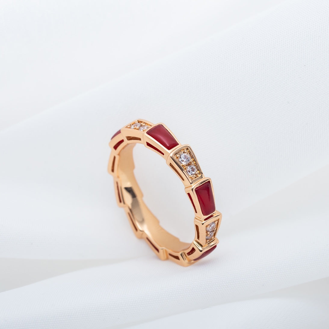 [BIJOUX]SERPENTI RING PINK GOLD CARNELIAN DIAMOND 3MM