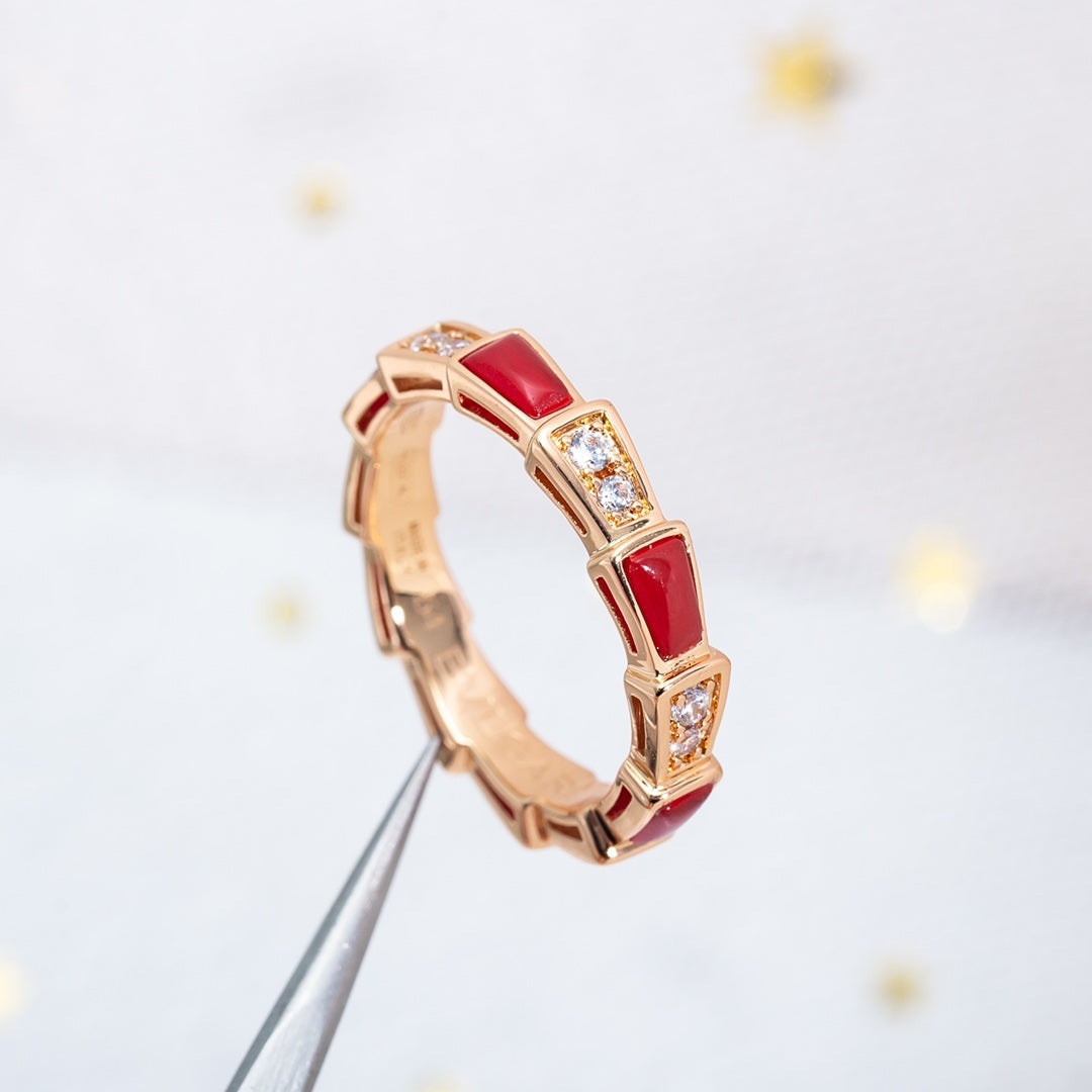 [BIJOUX]SERPENTI RING PINK GOLD CARNELIAN DIAMOND 3MM