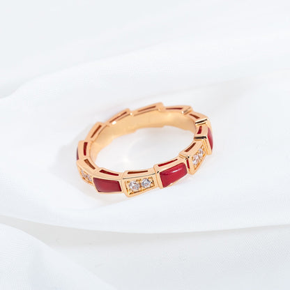 [BIJOUX]SERPENTI RING PINK GOLD CARNELIAN DIAMOND 3MM
