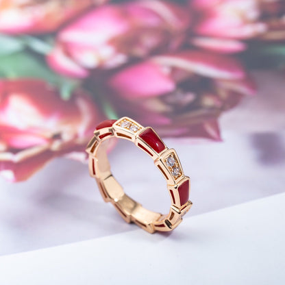 [BIJOUX]SERPENTI RING PINK GOLD CARNELIAN DIAMOND 3MM