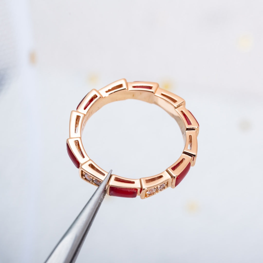 [BIJOUX]SERPENTI RING PINK GOLD CARNELIAN DIAMOND 3MM