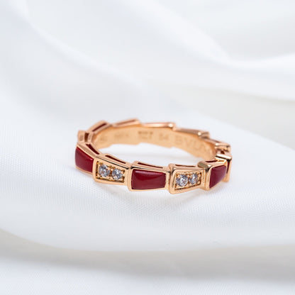 [BIJOUX]SERPENTI RING PINK GOLD CARNELIAN DIAMOND 3MM