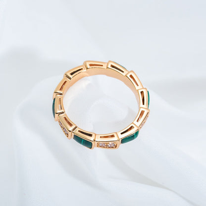 [BIJOUX]SERPENTI RING PINK GOLD MALACHITE DIAMOND 3MM