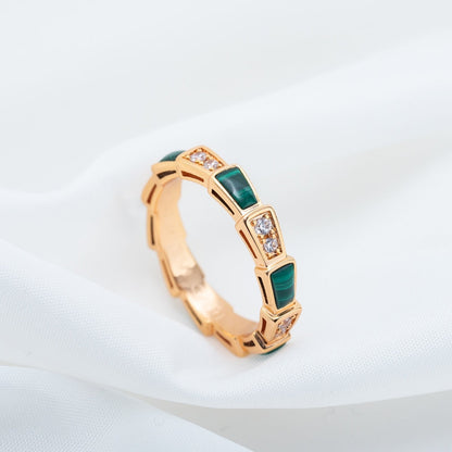 [BIJOUX]SERPENTI RING PINK GOLD MALACHITE DIAMOND 3MM