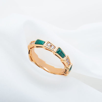 [BIJOUX]SERPENTI RING PINK GOLD MALACHITE DIAMOND 3MM