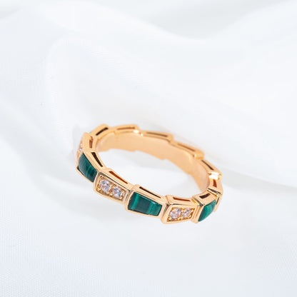 [BIJOUX]SERPENTI RING PINK GOLD MALACHITE DIAMOND 3MM