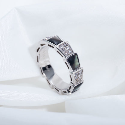 [BIJOUX]SERPENTI RING SILVER DIAMOND BLACK MOP 4MM