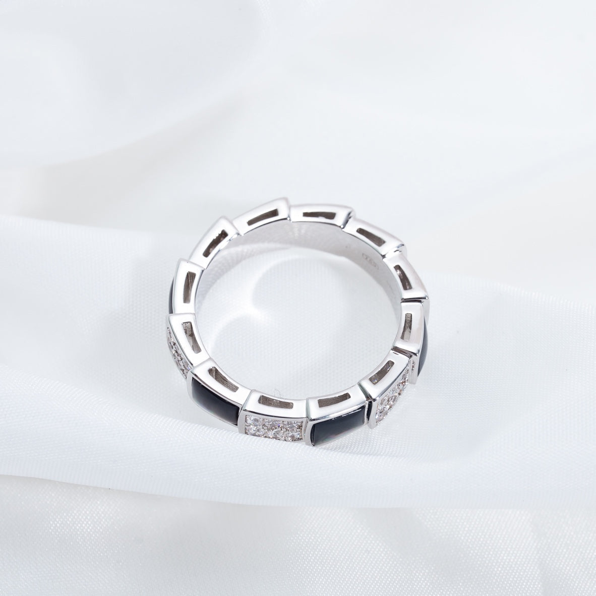 [BIJOUX]SERPENTI RING SILVER DIAMOND BLACK MOP 4MM