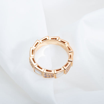 [BIJOUX]SERPENTI RING PINK GOLD MOP DIAMOND PAVED 4MM