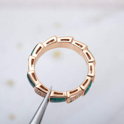 [BIJOUX]SERPENTI RING PINK GOLD MALACHITE DIAMOND PAVED 4MM