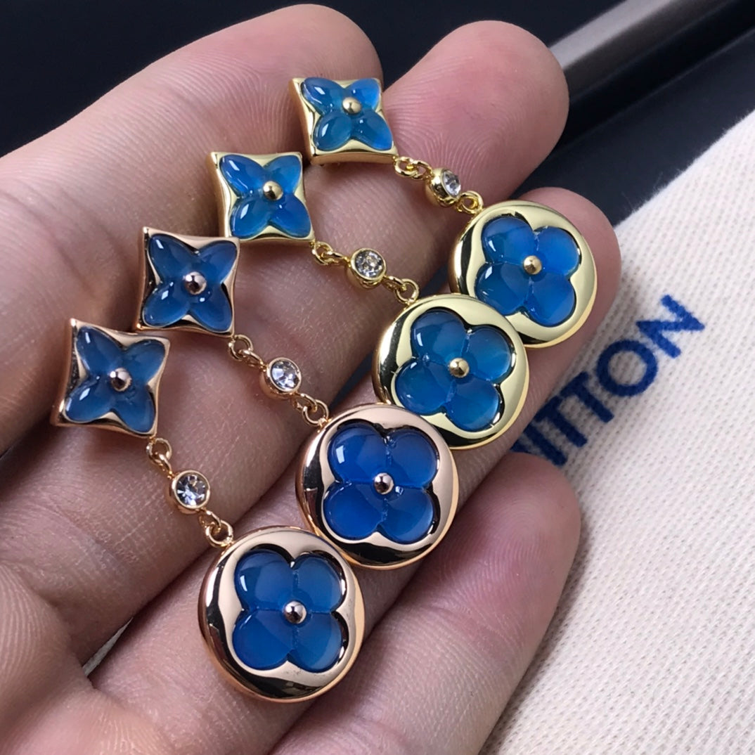 [BIJOUX]STAR AND SUN AGATE DIAMOND EARRINGS