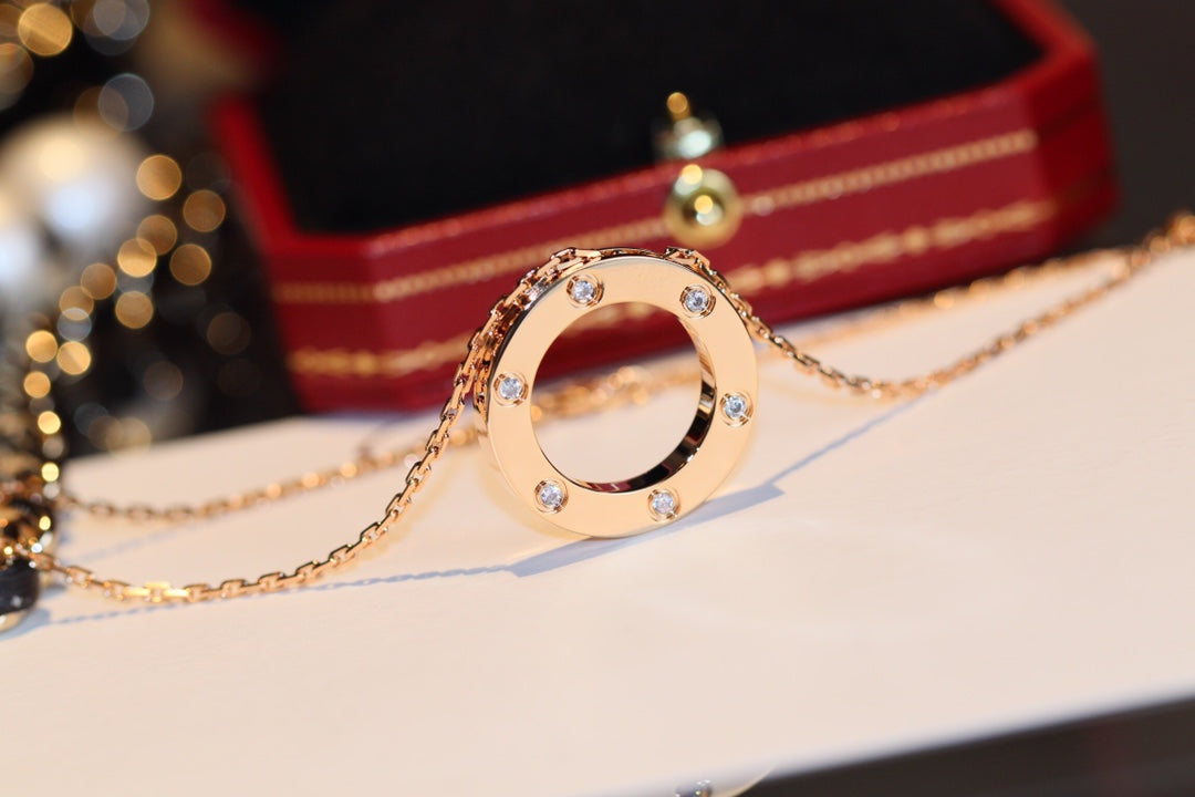 [BIJOUX] COLLIER LOVE 16MM 6 DIAMANTS OR ROSE