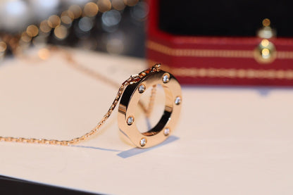 [BIJOUX] COLLIER LOVE 16MM 6 DIAMANTS OR ROSE