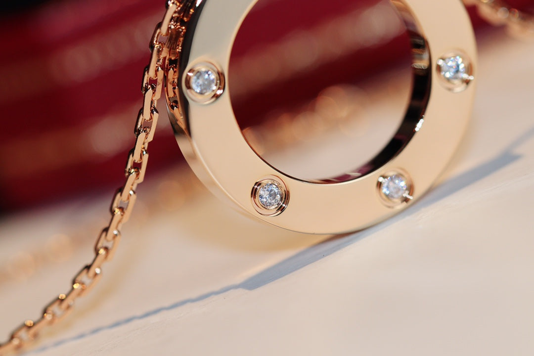 [BIJOUX] COLLIER LOVE 16MM 6 DIAMANTS OR ROSE