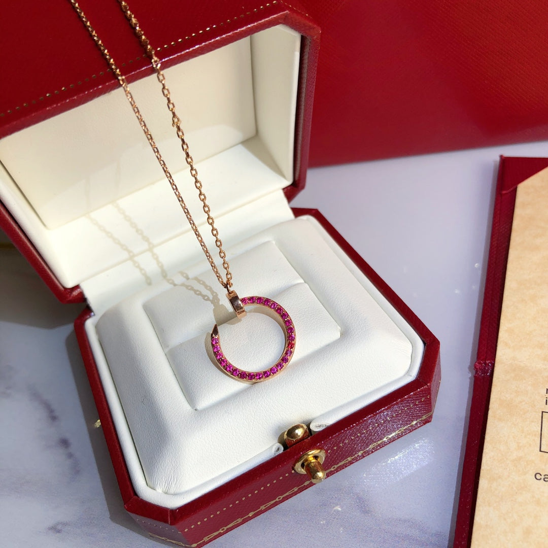 [BIJOUX]COLLIER JUSTE OR DIAMANTS ROUGES