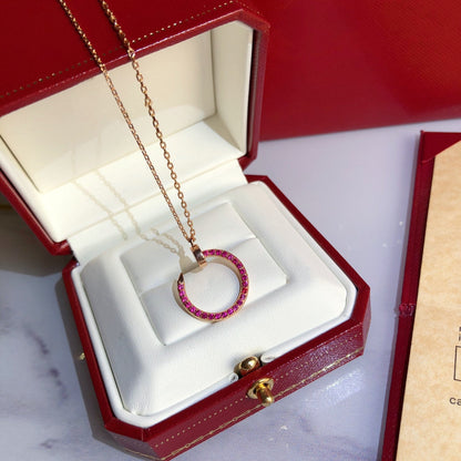 [BIJOUX]COLLIER JUSTE OR DIAMANTS ROUGES