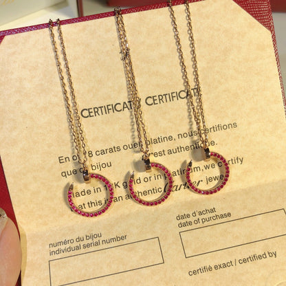 [BIJOUX]COLLIER JUSTE OR DIAMANTS ROUGES