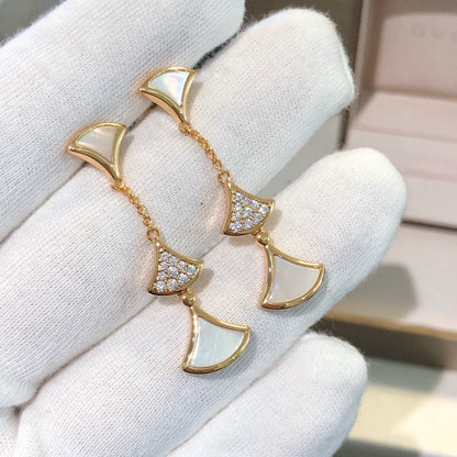[BIJOUX]DREAM EARRINGS 3 MOTIFS DIAMOND MOP PINK GOLD
