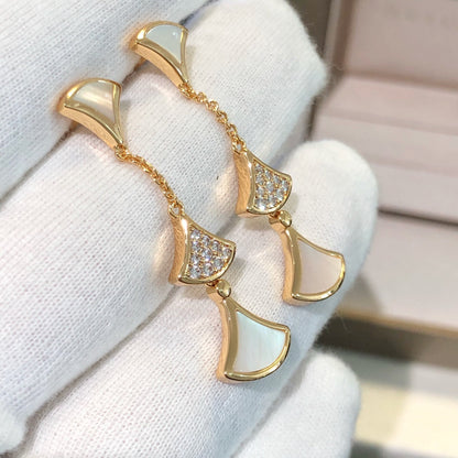 [BIJOUX]DREAM EARRINGS 3 MOTIFS DIAMOND MOP PINK GOLD