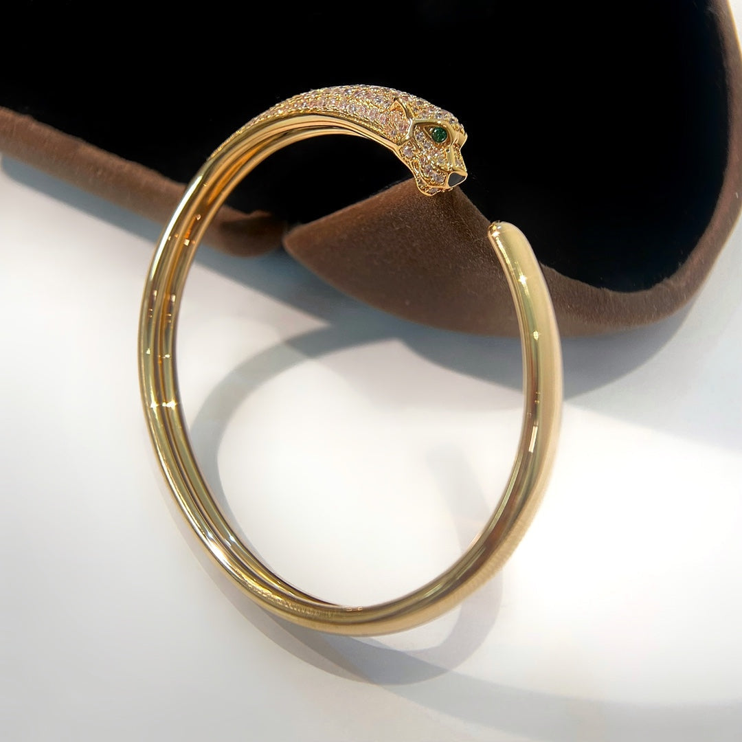 [BIJOUX]PANTHERE GOLD DIAMOND OPEN BRACELET