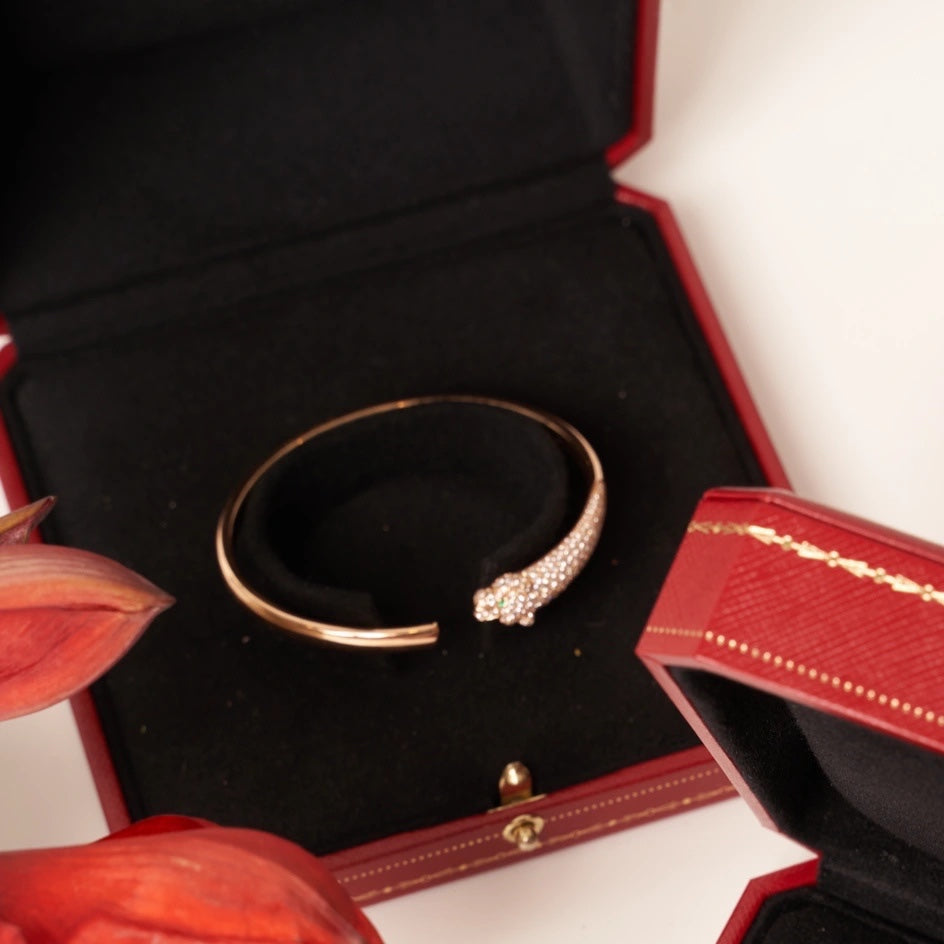 [BIJOUX]パンテール ローズゴールド ダイヤモンド オープンブレスレット