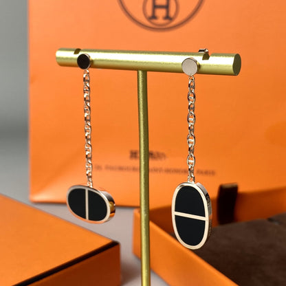 [BIJOUX]CHAINE VERSO BLACK CERAMIC EARRINGS