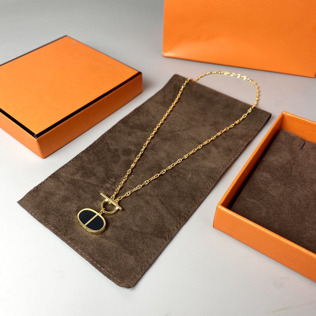 [BIJOUX]CHAINE VERSO BLACK CERAMIC NECKLACE