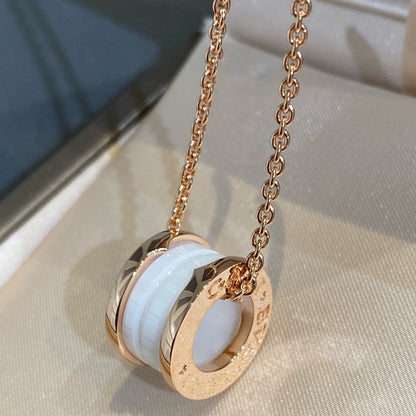 [BIJOUX] COLLIER ZERO 1 EN CÉRAMIQUE BLANCHE ET OR ROSE