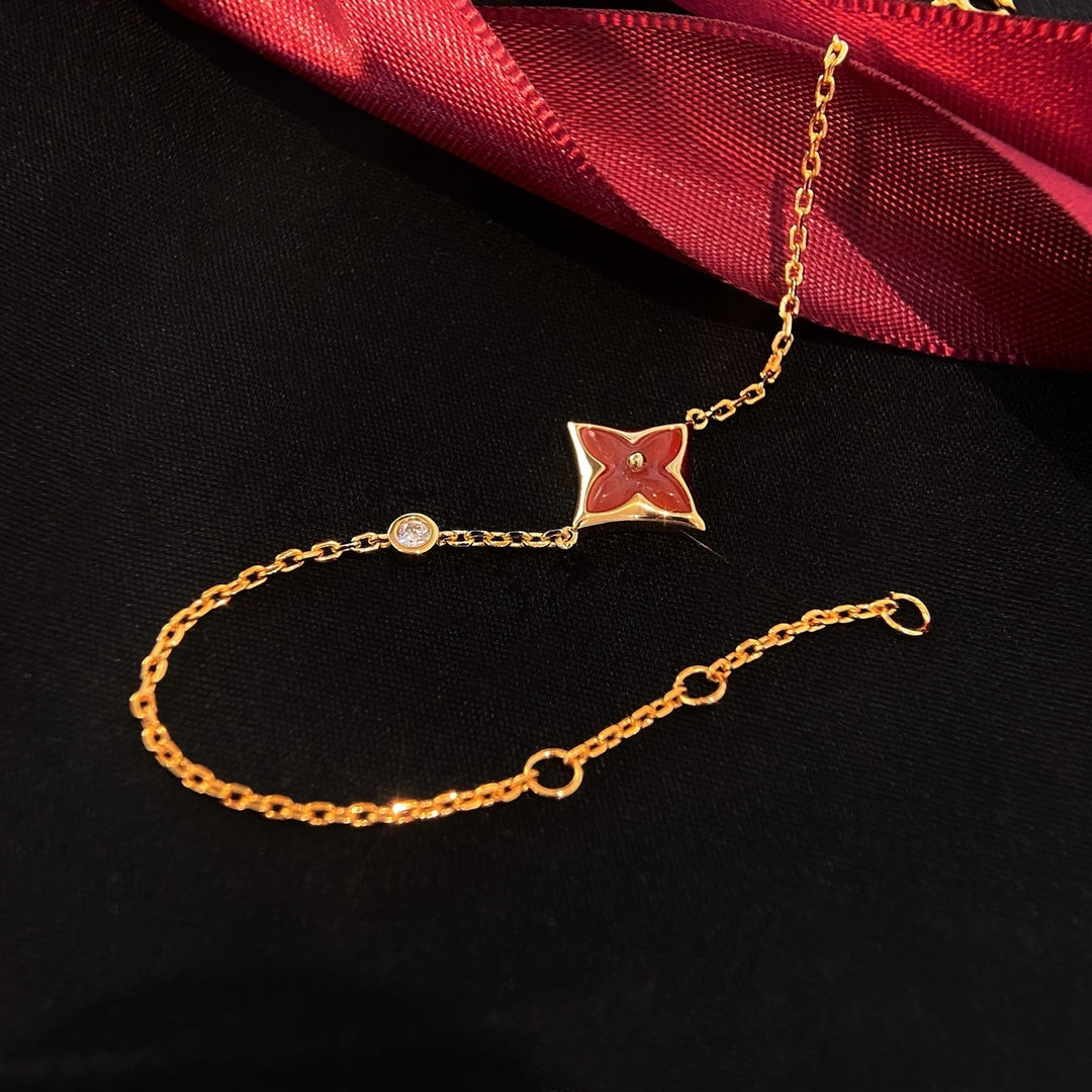 [BIJOUX]COLOR STAR CARNELIAN PINK GOLD DIAMOND BRACELET