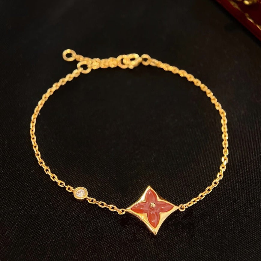 [BIJOUX]COLOR STAR CARNELIAN PINK GOLD DIAMOND BRACELET