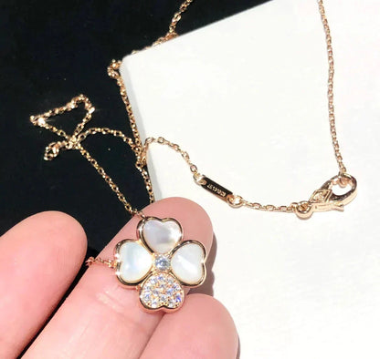 [BIJOUX]CLOVER MOP DIAMOND ROSE GOLD NECKLACE