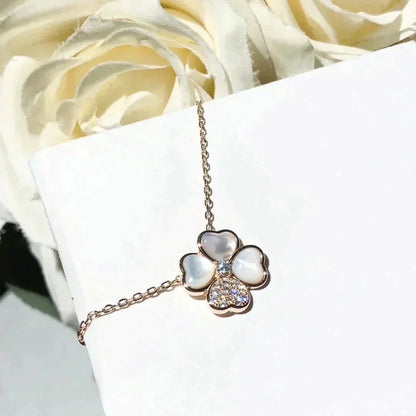 [BIJOUX]CLOVER MOP DIAMOND ROSE GOLD NECKLACE
