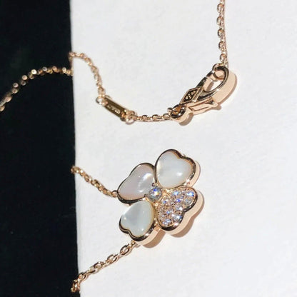 [BIJOUX]CLOVER MOP DIAMOND ROSE GOLD NECKLACE