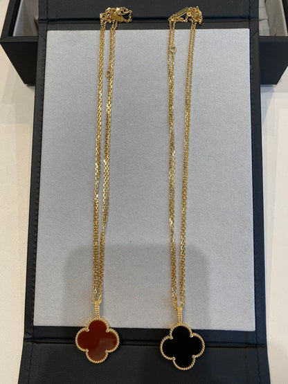 [BIJOUX]CLOVER 25MM NECKLACE GOLD CARNELIAN