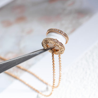 [BIJOUX] COLLIER ZERO 1 EN CÉRAMIQUE BLANCHE ET OR ROSE DIAMANT