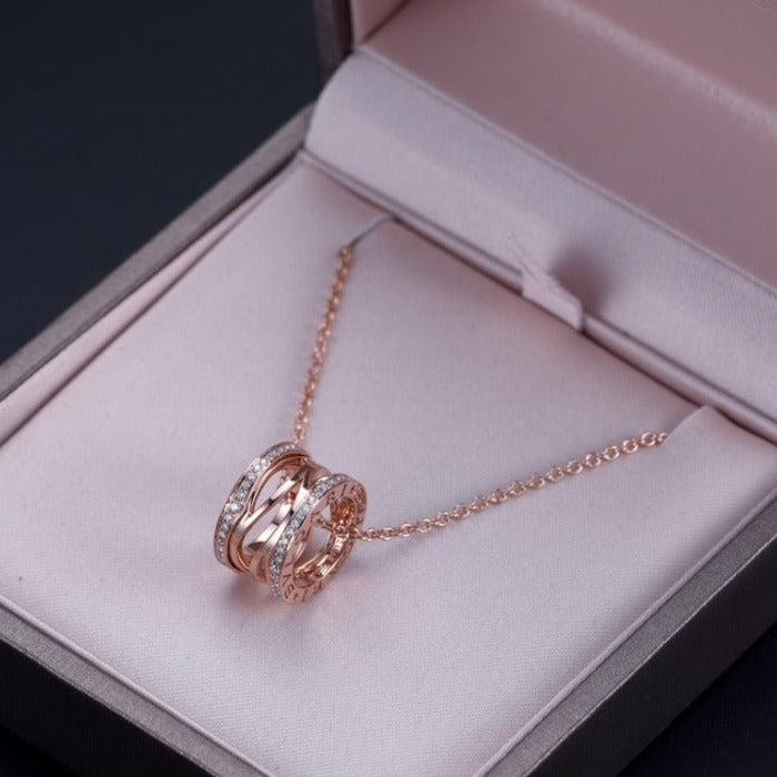 [BIJOUX] COLLIER OUVERT DIAMANT OR ROSE ZERO 1