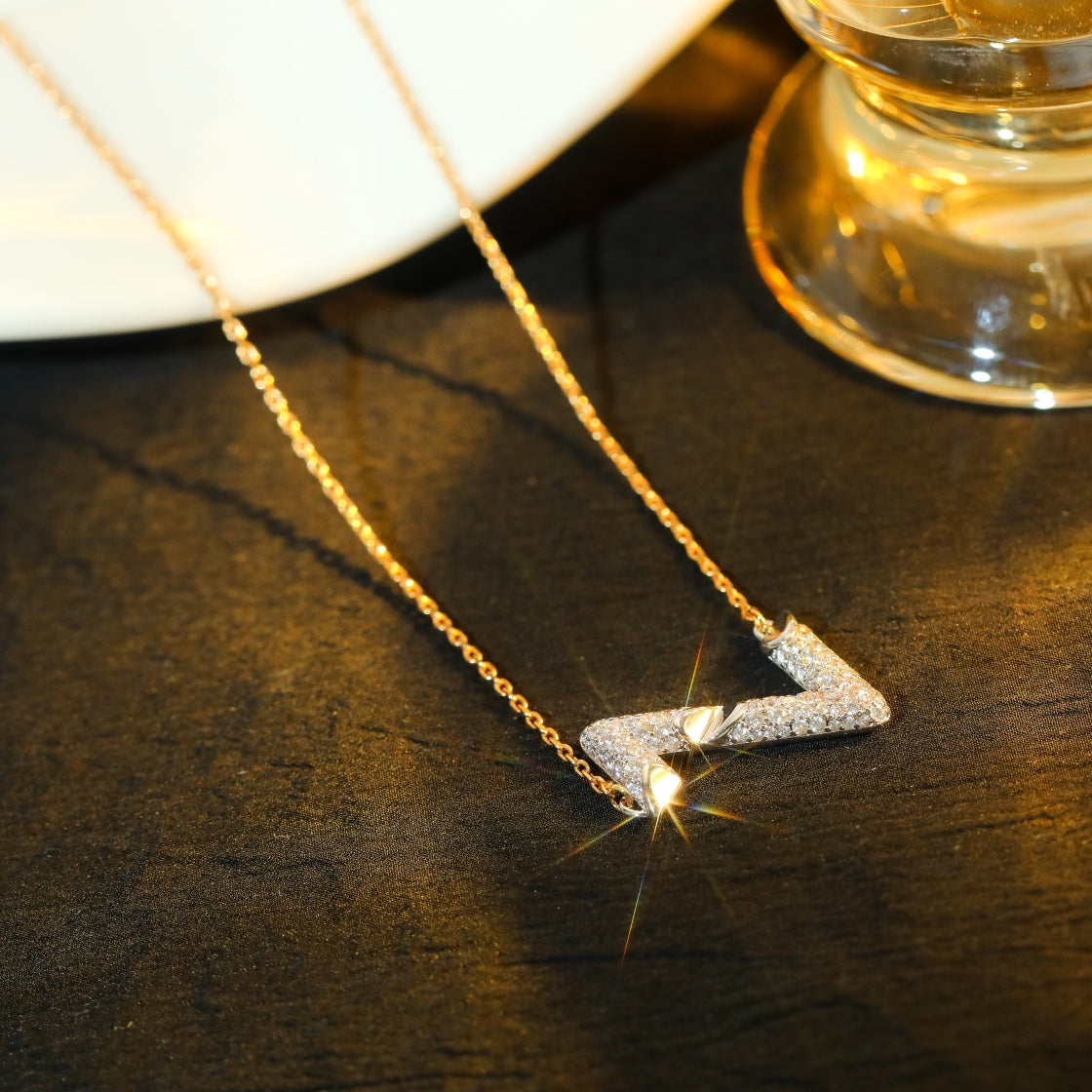 [BIJOUX]VOLT SILVER DIAMOND PEDANT NECKLACE