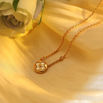 [BIJOUX]SUN PEDANT PINK GOLD 1 DIAMOND NECKLACE