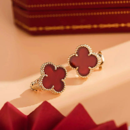 [BIJOUX]CLOVER MEDIUM 1 MOTIFS CARNELIAN  EARRINGS