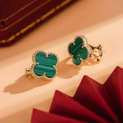 [BIJOUX]CLOVER MEDIUM 1 MOTIFS MALACHITE  EARRINGS