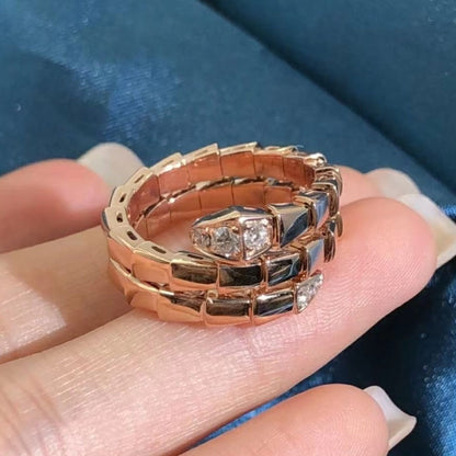 [BIJOUX]BAGUE DOUBLE RANGÉE DE DIAMANTS SERPENTS