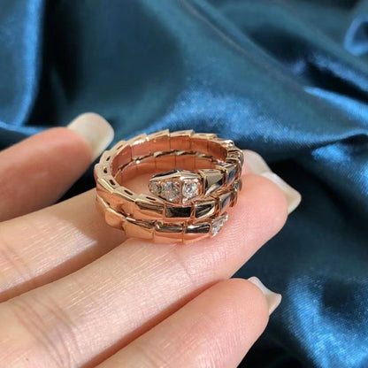 [BIJOUX]BAGUE DOUBLE RANGÉE DE DIAMANTS SERPENTS