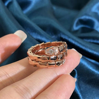 [BIJOUX]BAGUE DOUBLE RANGÉE DE DIAMANTS SERPENTS