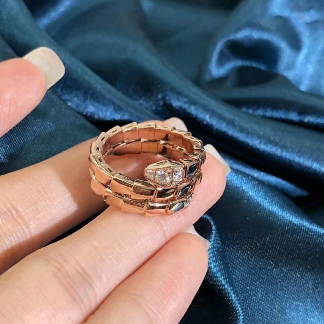 [BIJOUX]BAGUE DOUBLE RANGÉE DE DIAMANTS SERPENTS