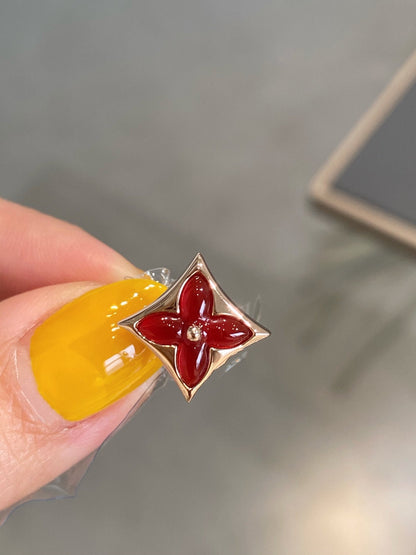 [BIJOUX]STAR AND SUN PINK GOLD CARNELIAN STUD EARRINGS