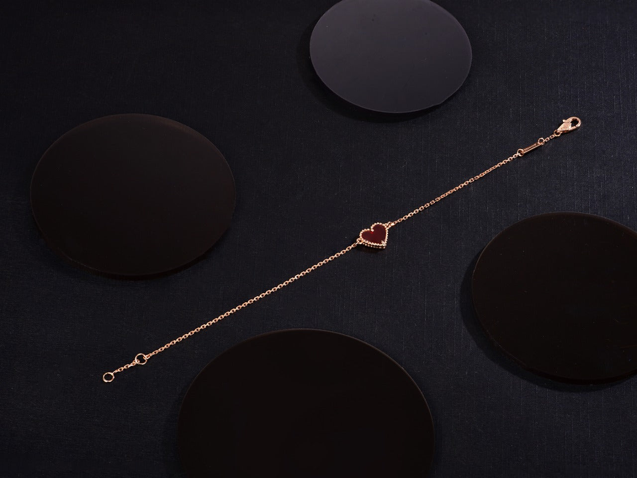 [BIJOUX]HEART CARNELIAN PINK GOLD BRACELET